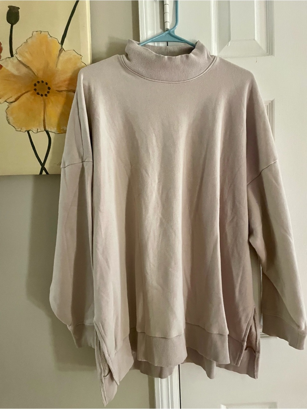 American Eagle Soft Mock Neck Sweatshirt in Pale Pink